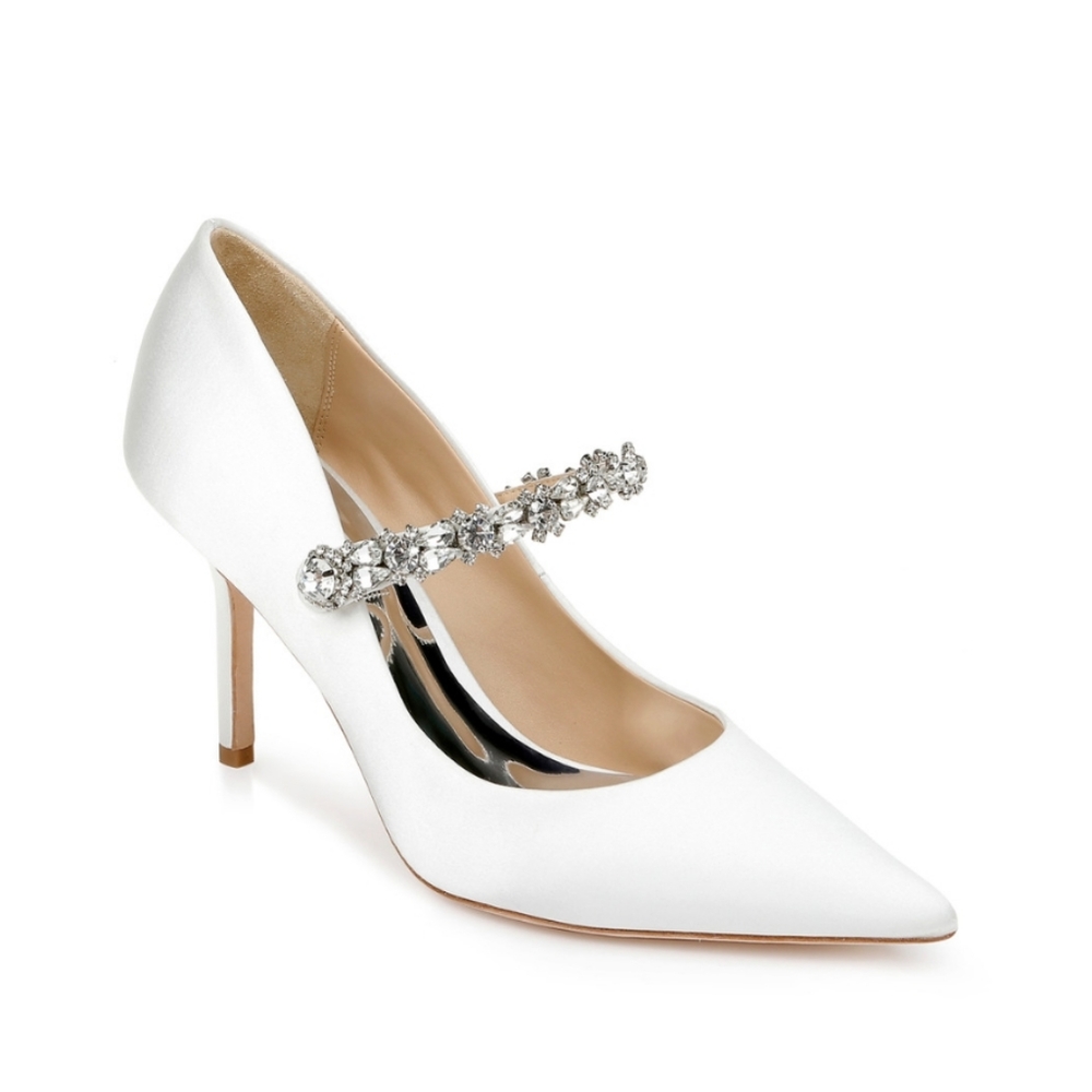 Badgley Mischka Ivory Heels with Crystal Strap